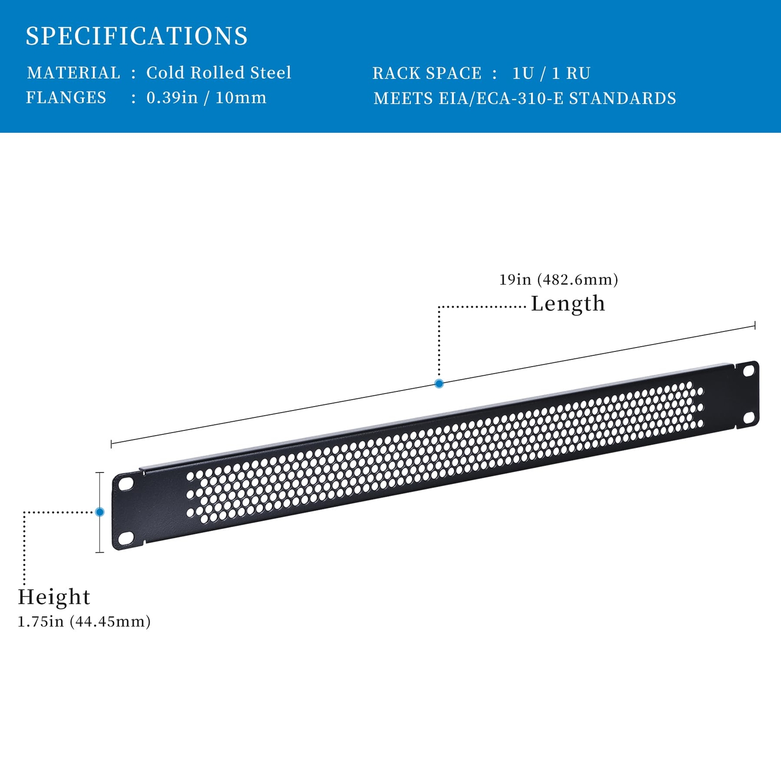RackPath 1U Blank Rack Mount Panel Spacer with Venting 10 Pack for 19in Serve...