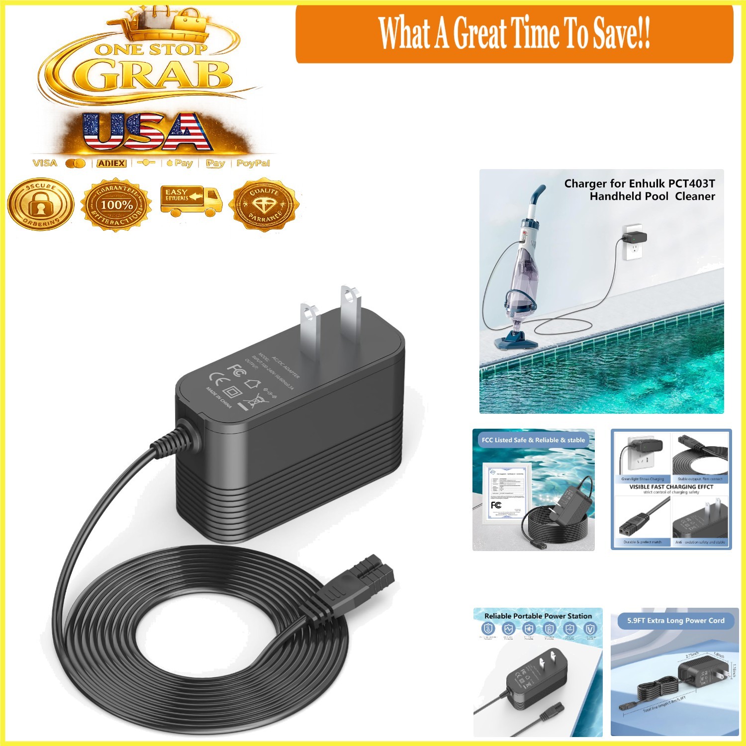 21.5V Charger for Enhulk 20V Handheld Pool Vacuum Cleaner Fast Charging Cord