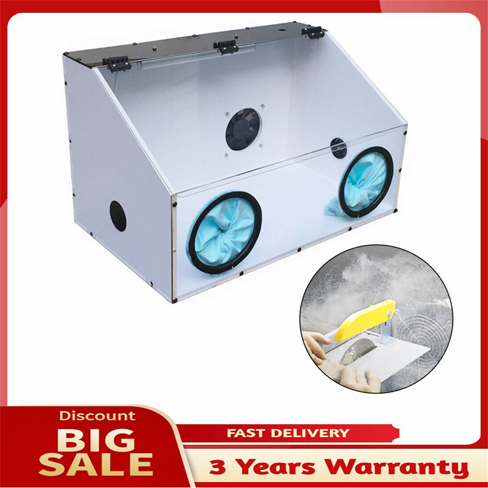 Dust box Enclosed Electric Grinding Table Polisher Dust Box Acrylic Cover 4mm US