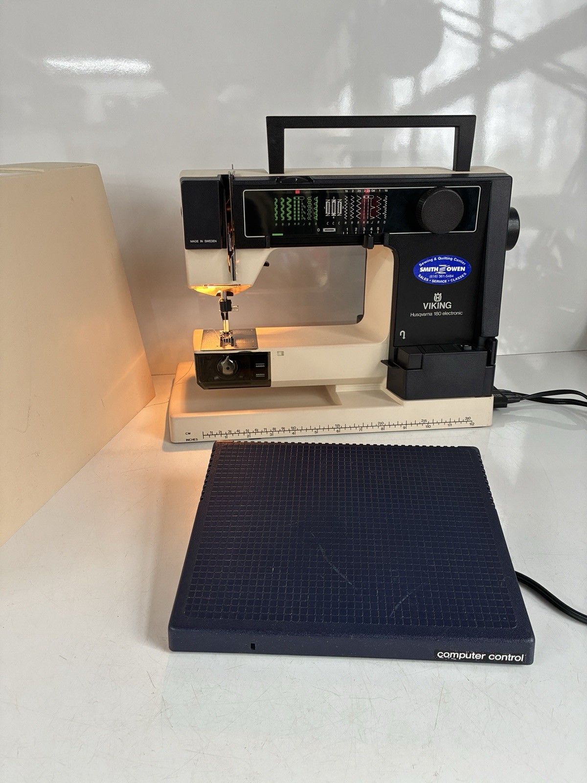 Husqvarna Viking 180 Sewing Machine, Foot Pedal TESTED WORKS Made In Sweden
