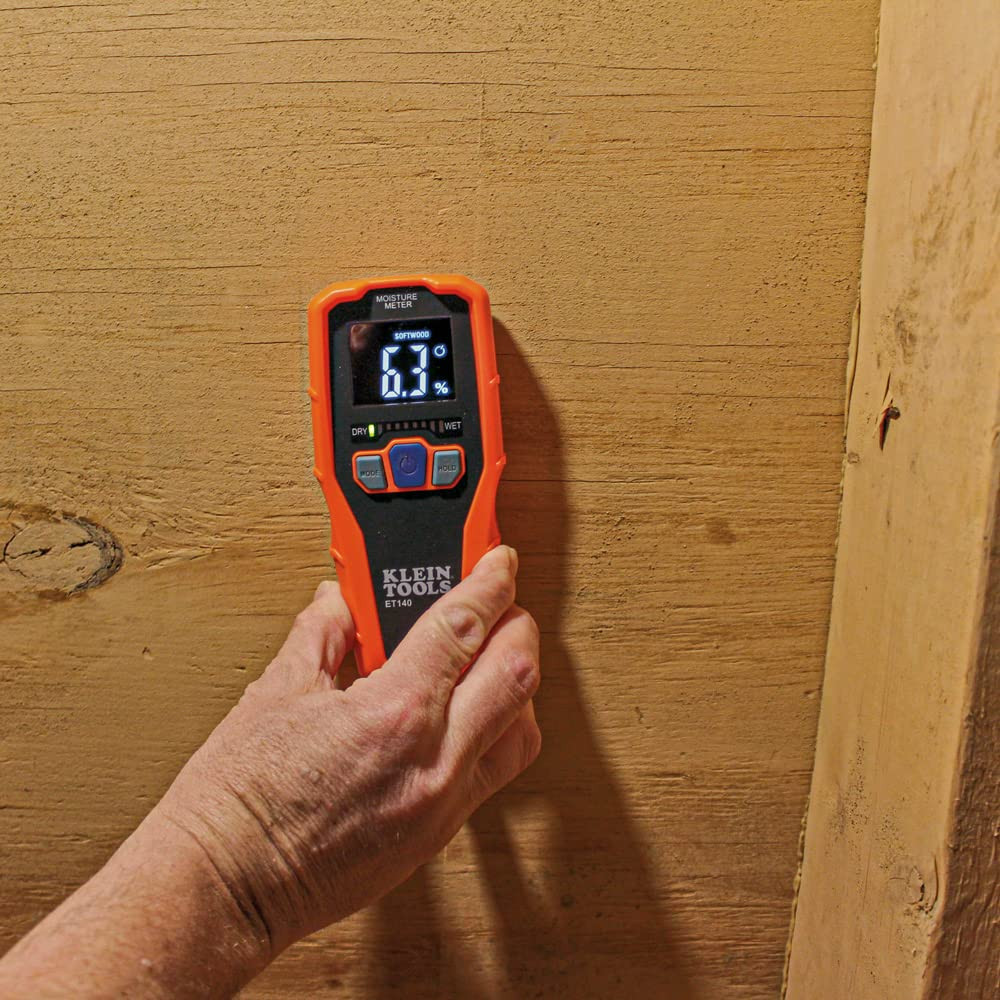 Klein Tools ET140 Pinless Moisture Meter for Non-Destructive Moisture Detection