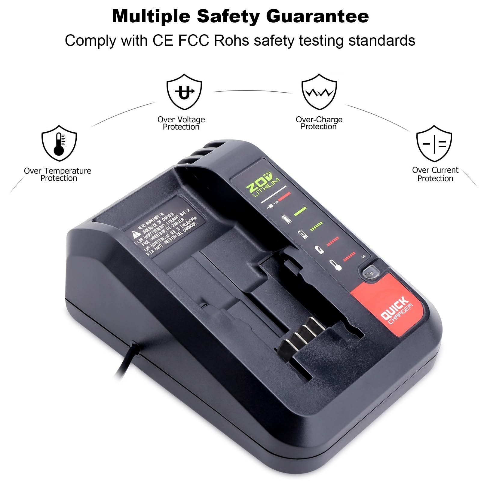 Fast Battery Charger for Power Tool Lithium Battery Power Core Base 20V 2A De...