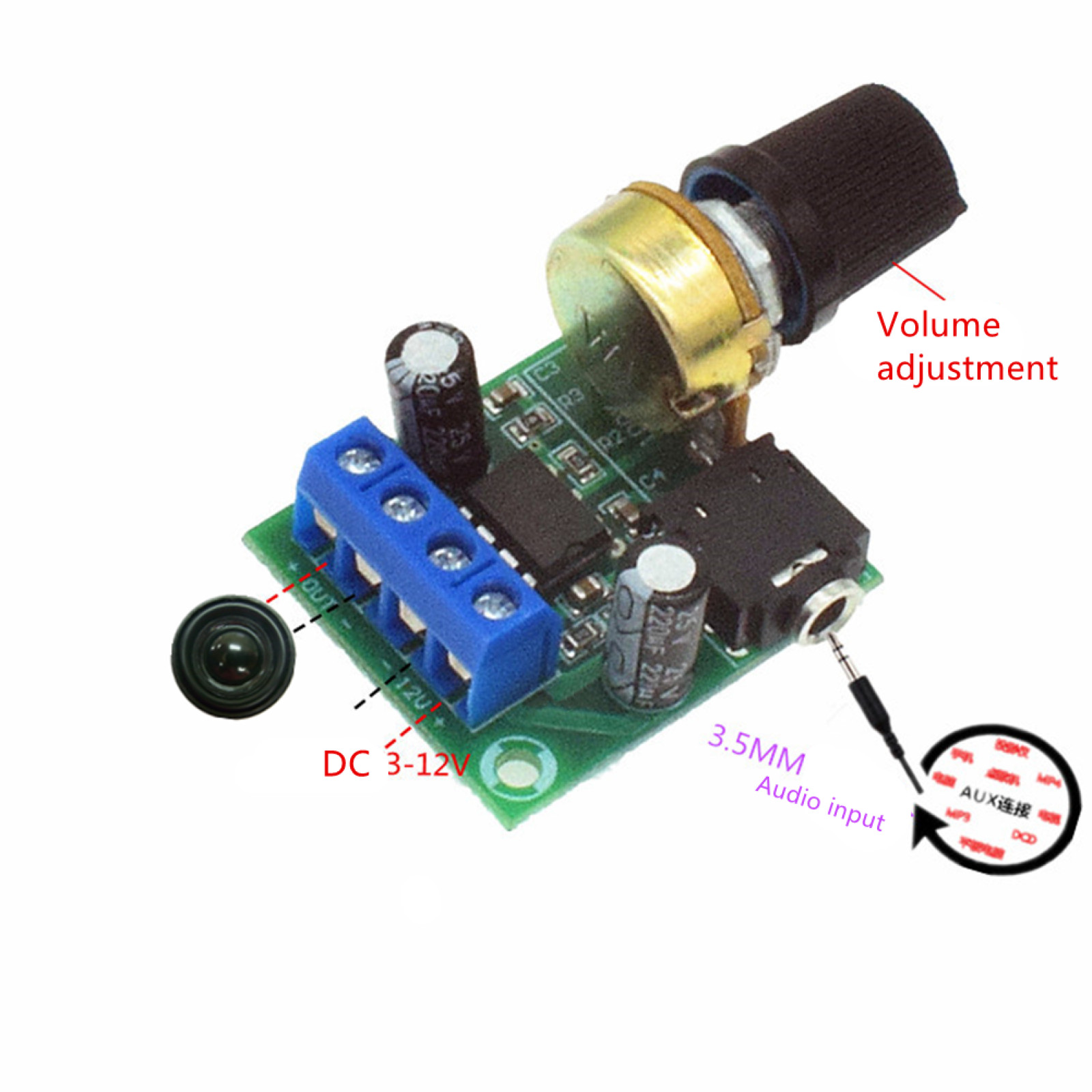 2* Adjustable Volume LM386 Mini Audio Power Amplifier Board DC3~12V Module C