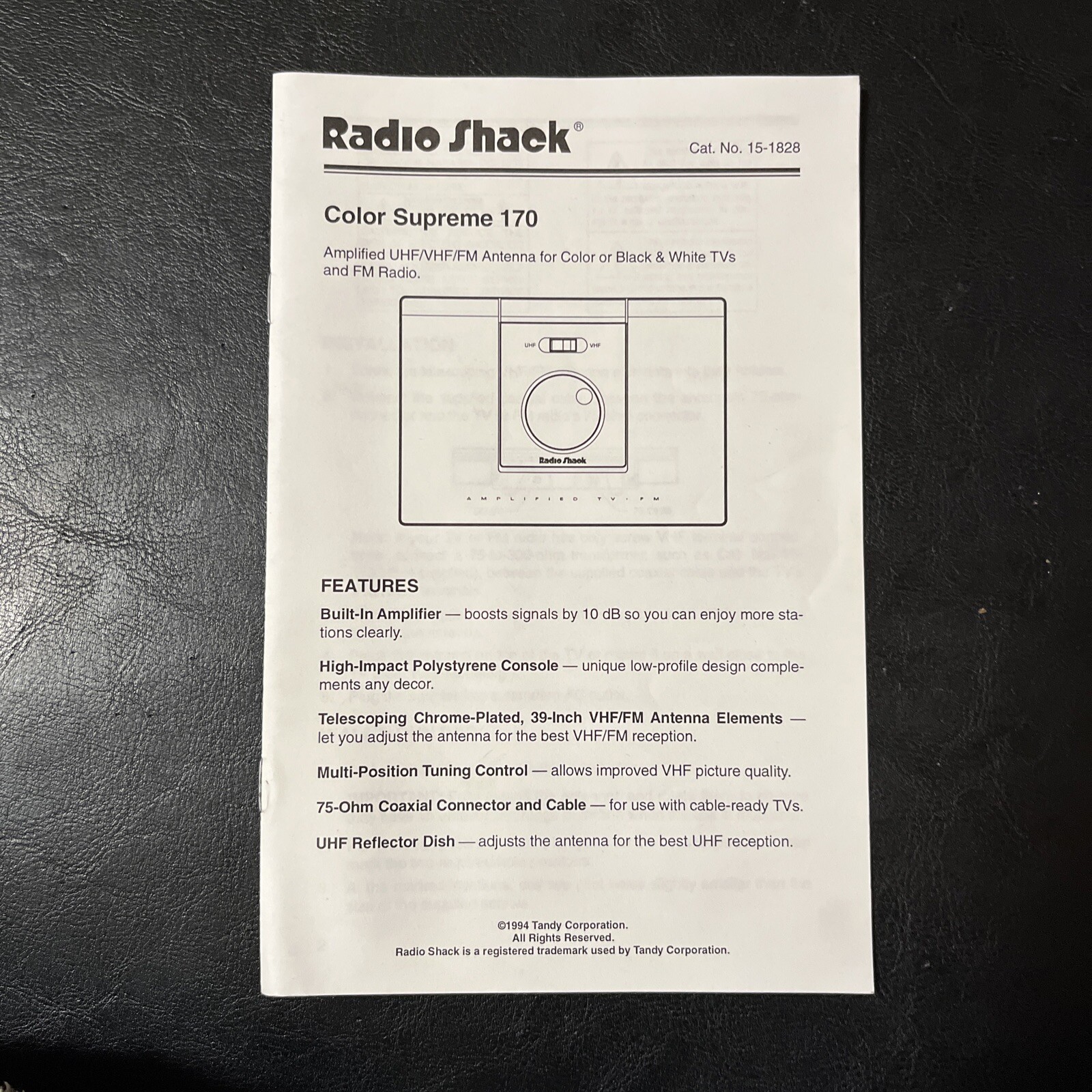 Radio Shack Manual Color Supreme 170 Instructions [M1]
