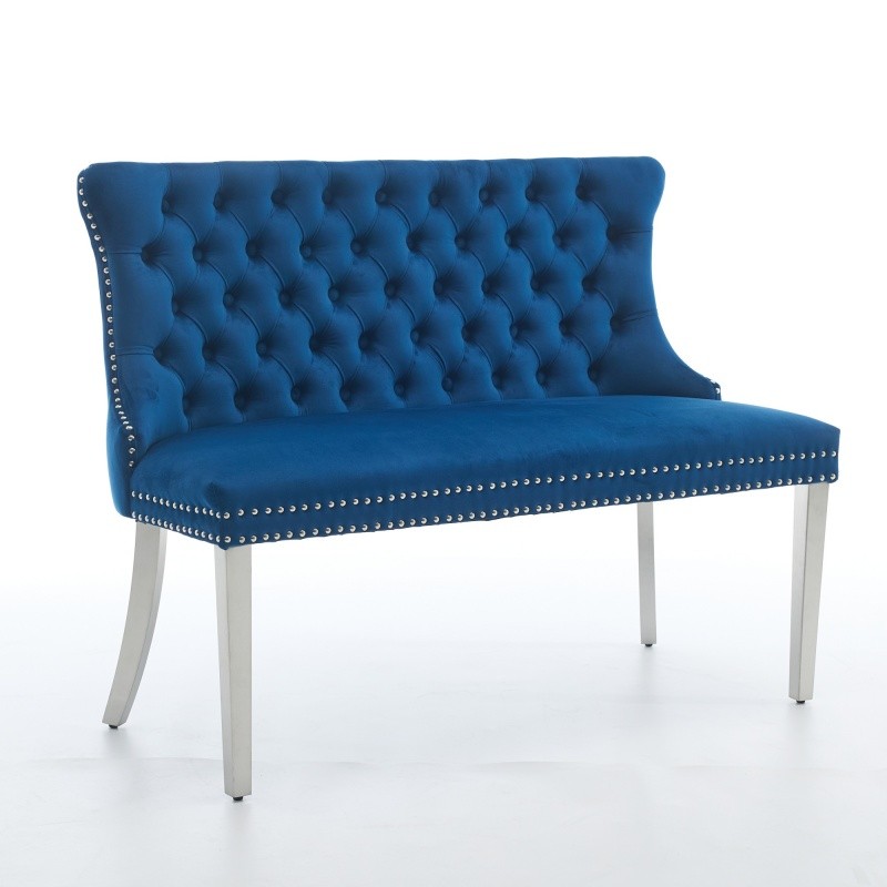 Velvet Double Dining Loveseat Bench Kitchen Dining 2-Seat Tufted Bench Wing Back