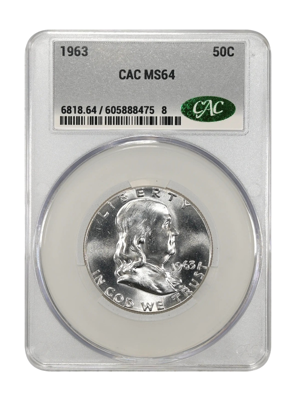 1963 Franklin Silver Half Dollar MS64 CAC Grading 50C