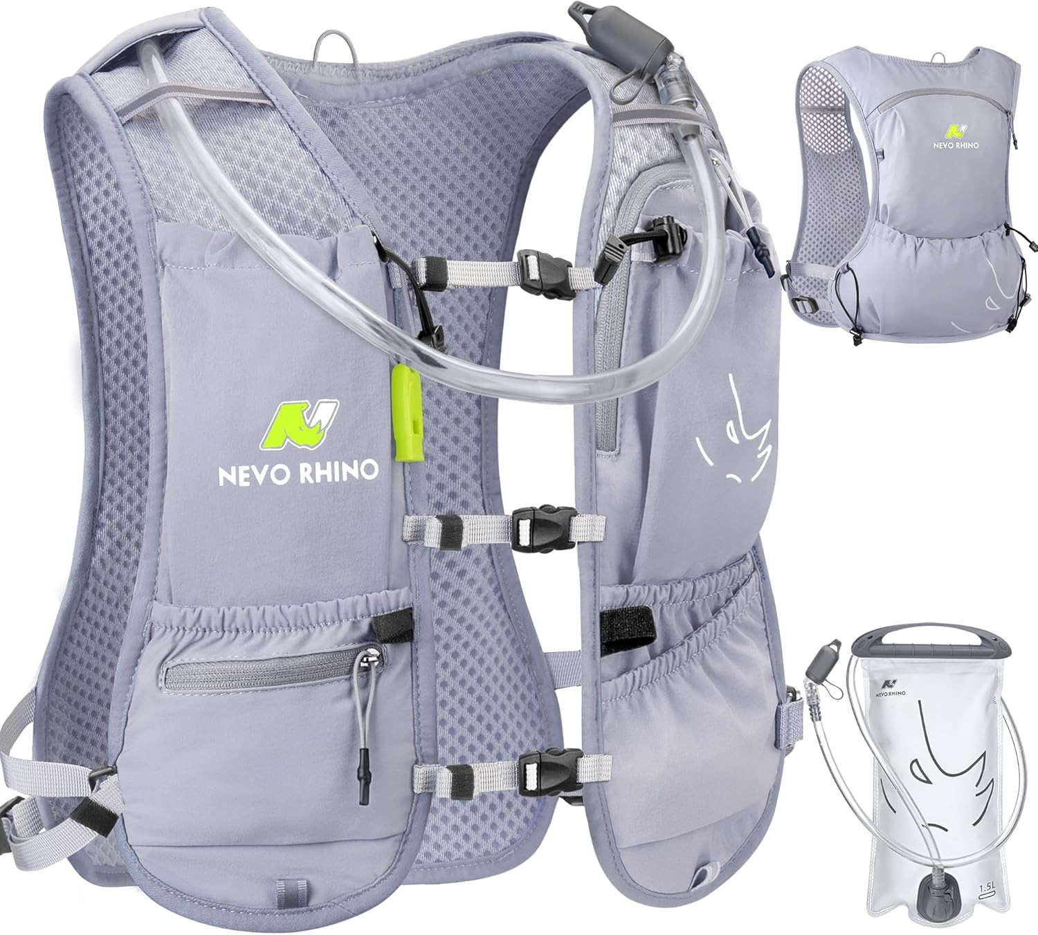 N NEVO RHINO Running Vest with Water Bladder 1.5 Liter, Small Hydration Water Ve