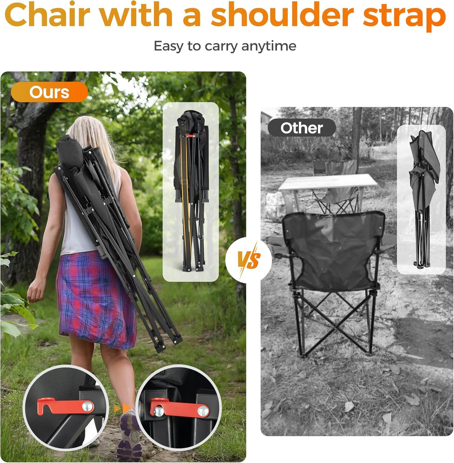 ALPHA CAMP Heavy Duty High Back Camping Chairs with Cup Holder Oversized Folding