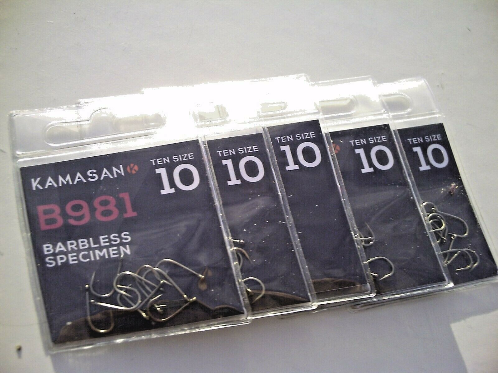 50 x Kamasan B981 Eyed Barbless. Size 10. Strong Hook for Big Baits & Big Fish