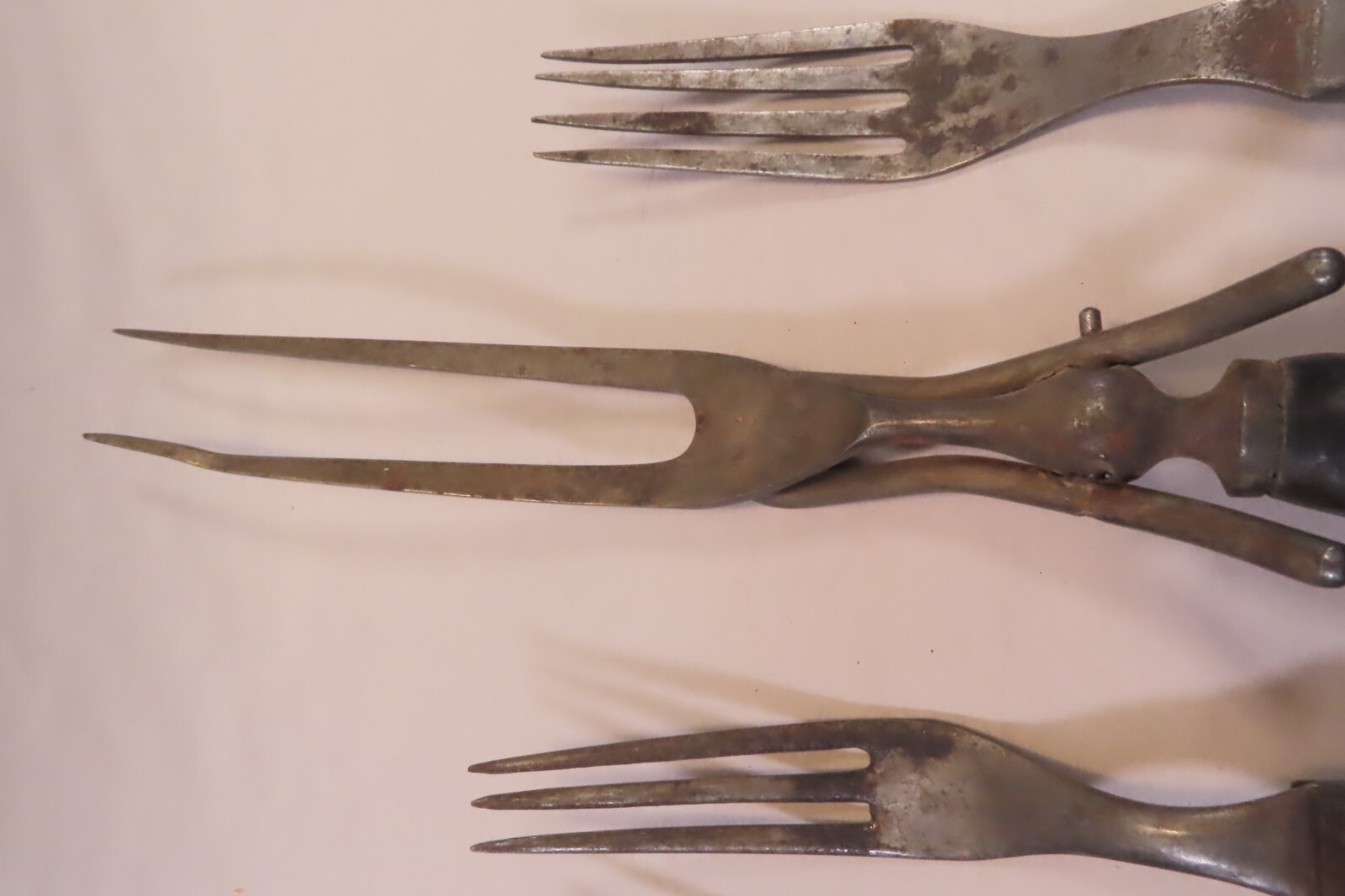 Antique Civil War Era Carving Fork and (6) Dinner Forks