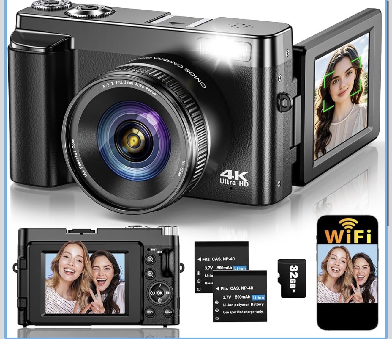 4K Digital Camera for Photography, Autofocus 64MP Vlogging Camera for YouTube...