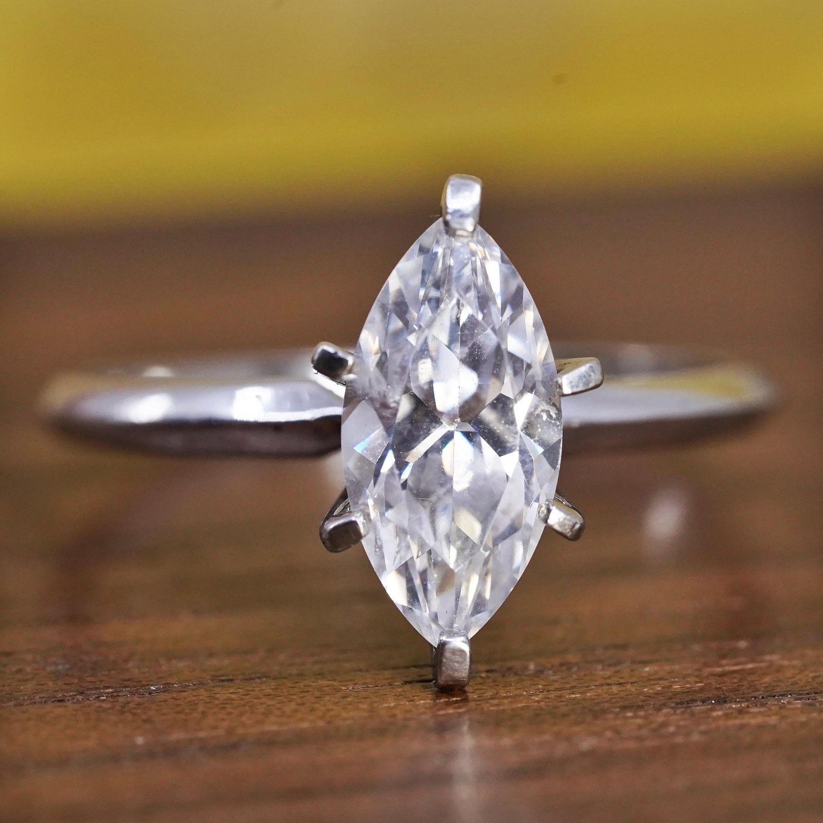 Size 8.25, vintage Sterling silver handmade ring, 925 engagement band with cz