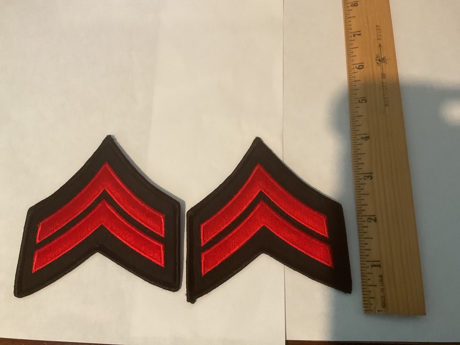 Police,Military, etc.patch set of 2 corporal Stripes Red , Black /Black border