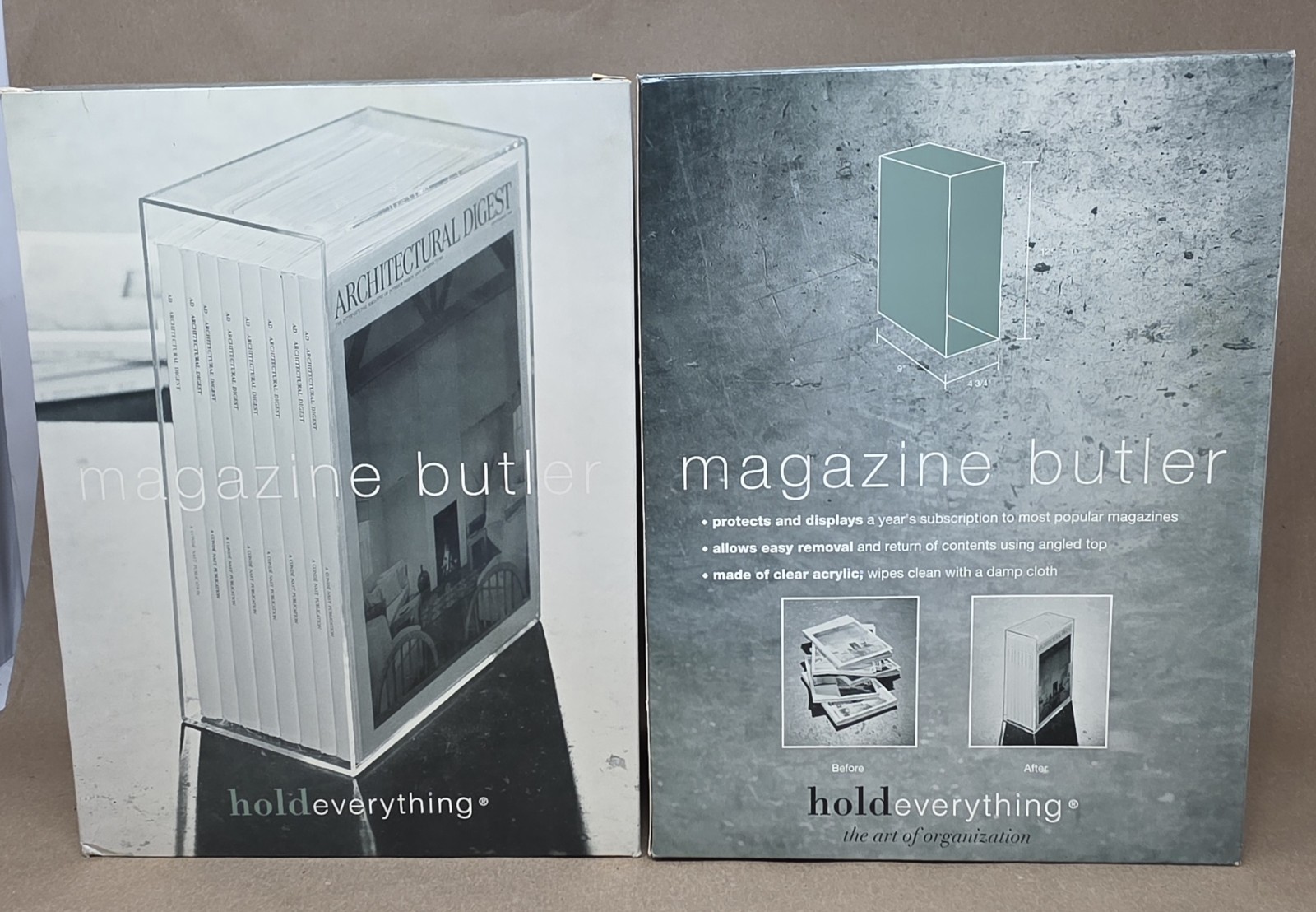 BRAND NEW Clear Acrylic Magazine Butler 4 3/4" x 9" x 12" *Protects Magazines