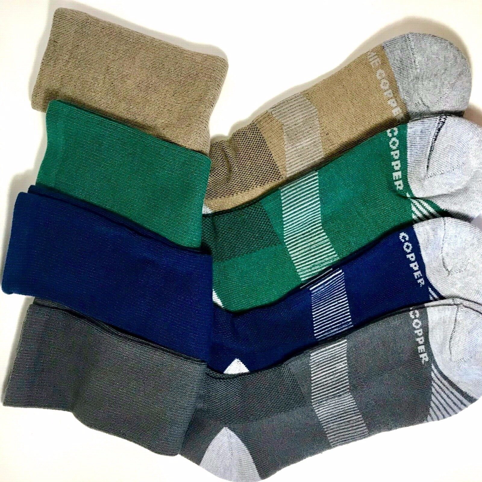 TOMMIE COPPER 4-PAIR COPPER INFUSED COMPRESSION OTC SOCKS SZ MD-FIT 6-8.5 SHOE