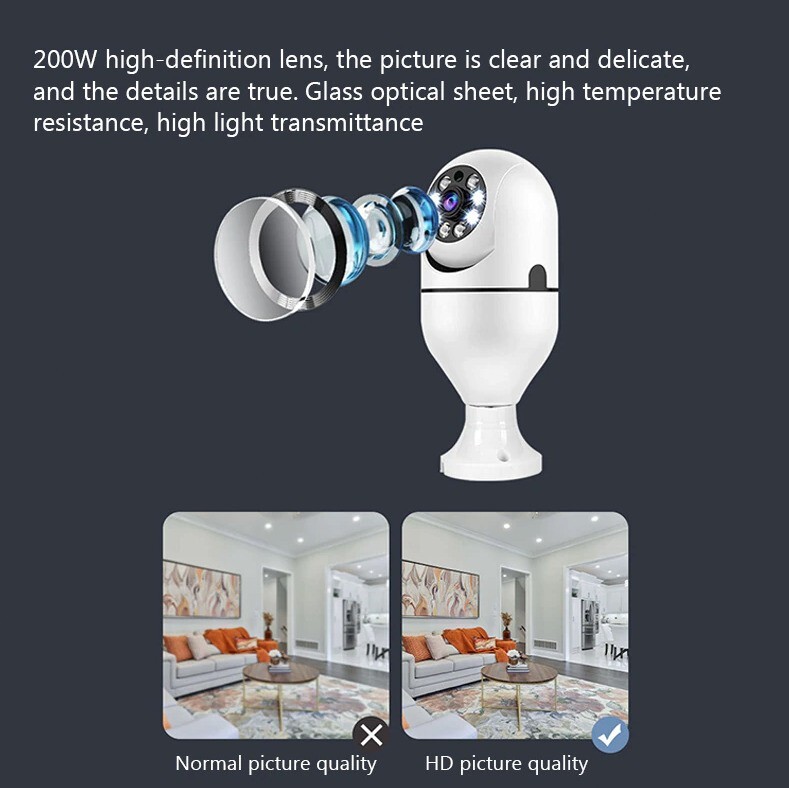 3Pcs Wireless WiFi Security Camera System Outdoor Night Vision E27 1080P Smart