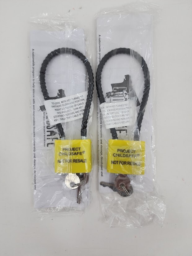 Gun Lock Cable 2-Key Handgun Cable Lock Project Childsafe - Set of 2 Locks