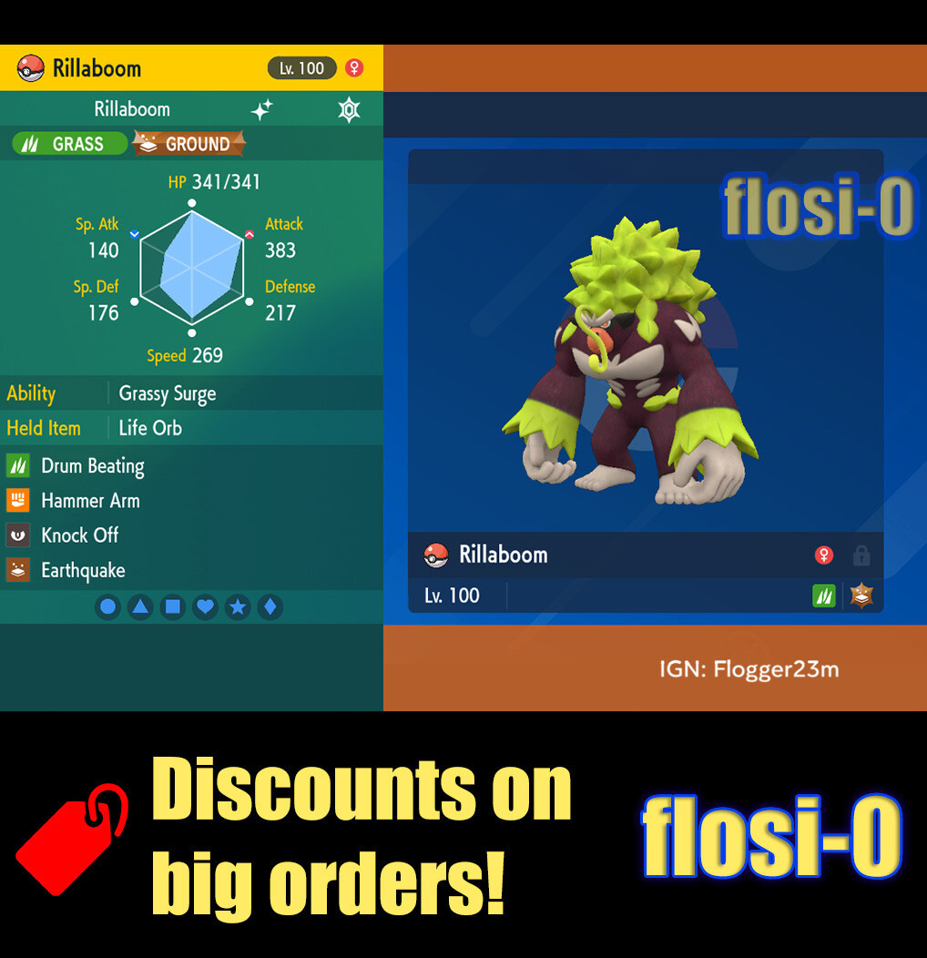6IV Shiny Rillaboom Pokemon Scarlet and Violet