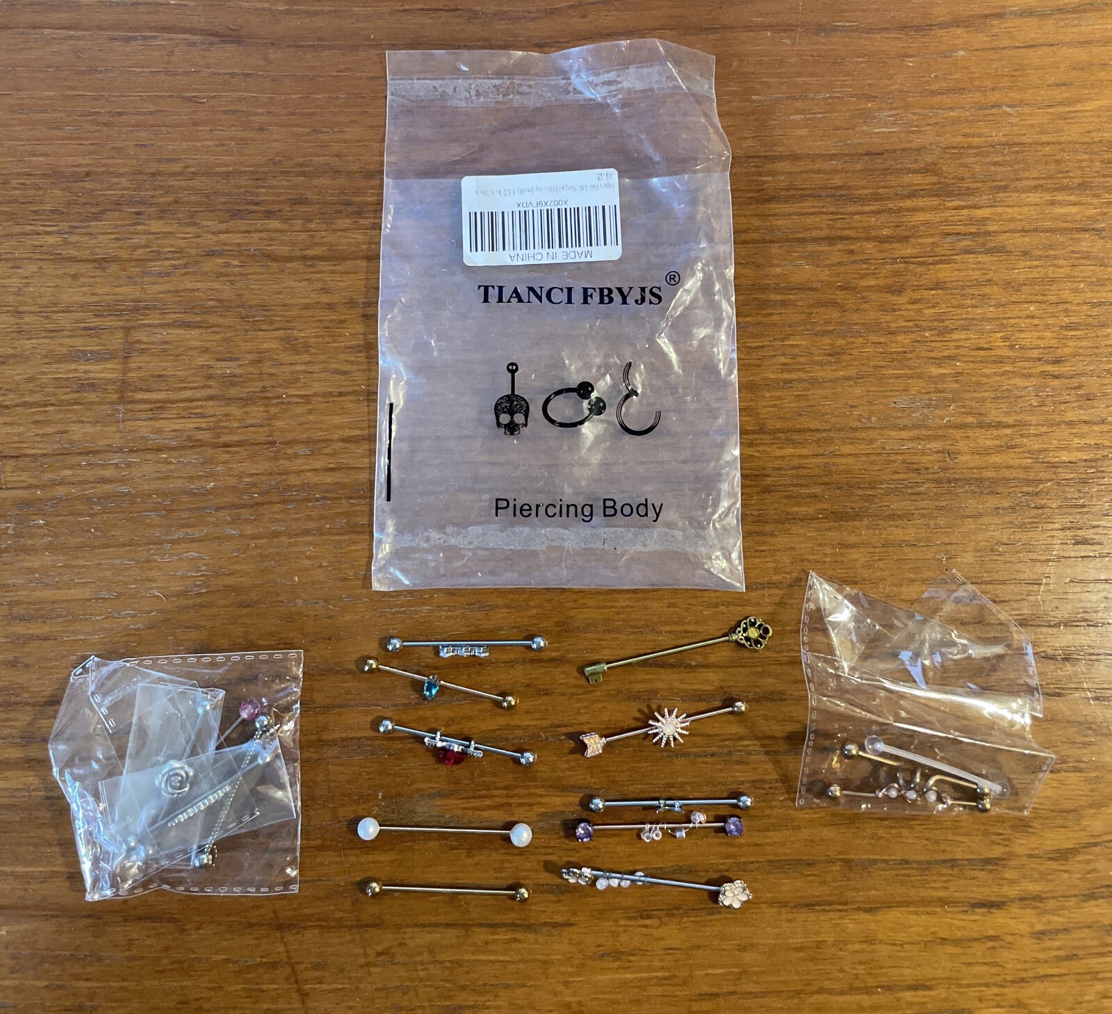 18 Piece Set Professional Body Piercing Spare Earring Kit Ear Nose Navel Nipple