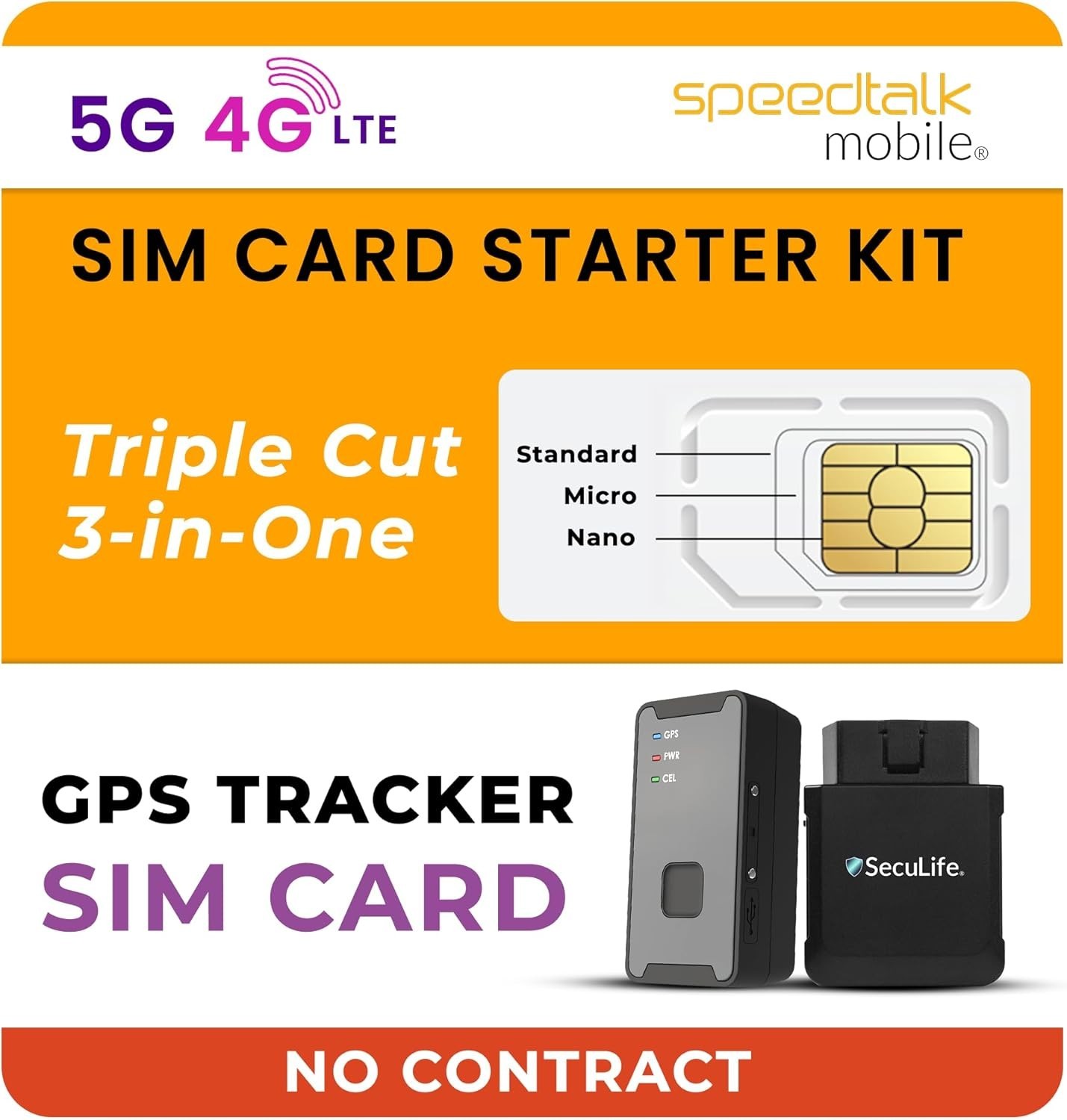 Easy Activation 3-in-1 SIM Card for GPS & IoT Devices - Track Pets, Kids, Cars