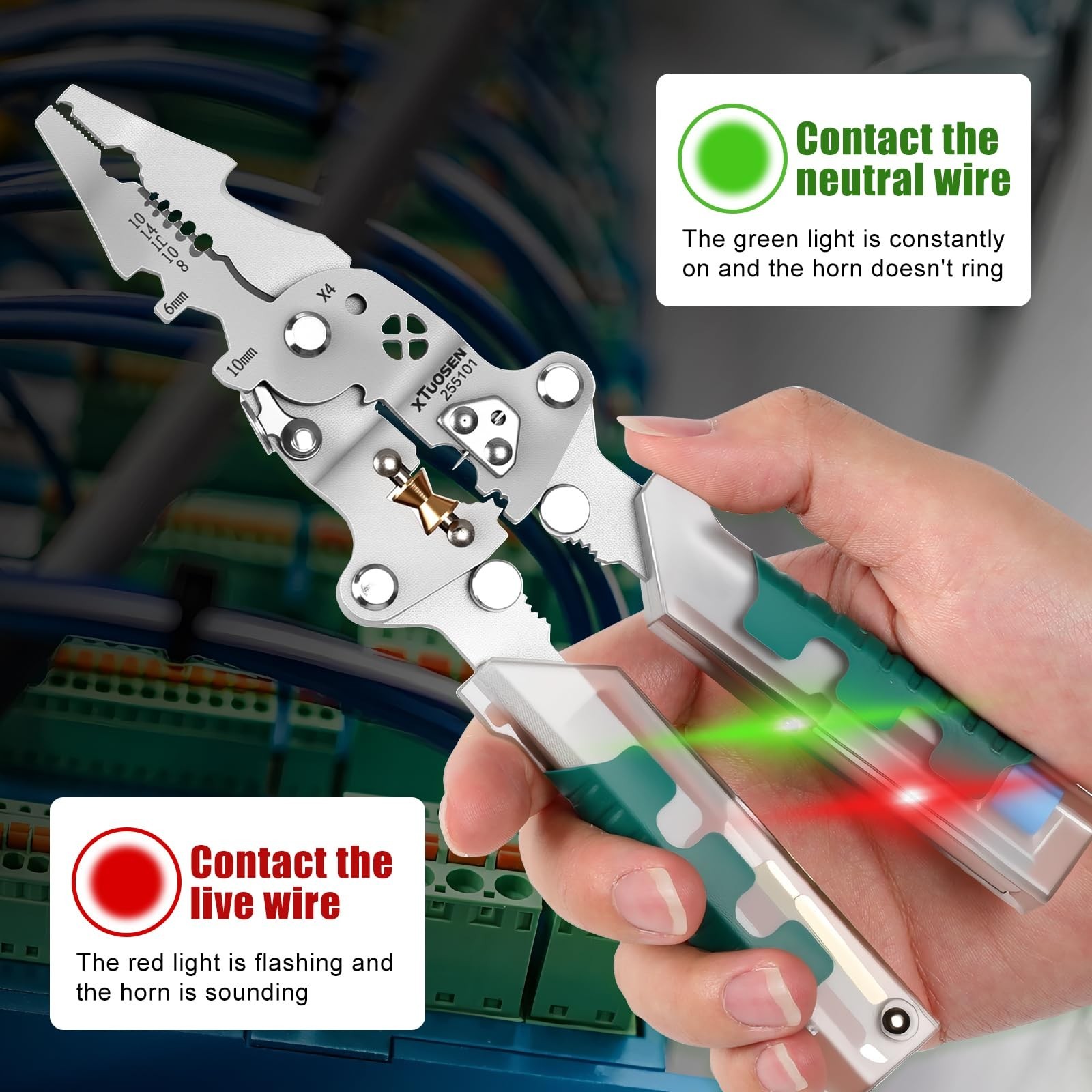18 In 1 Foldable Ｗire Stripper, With Voltage Detector, Multifunctional Wi