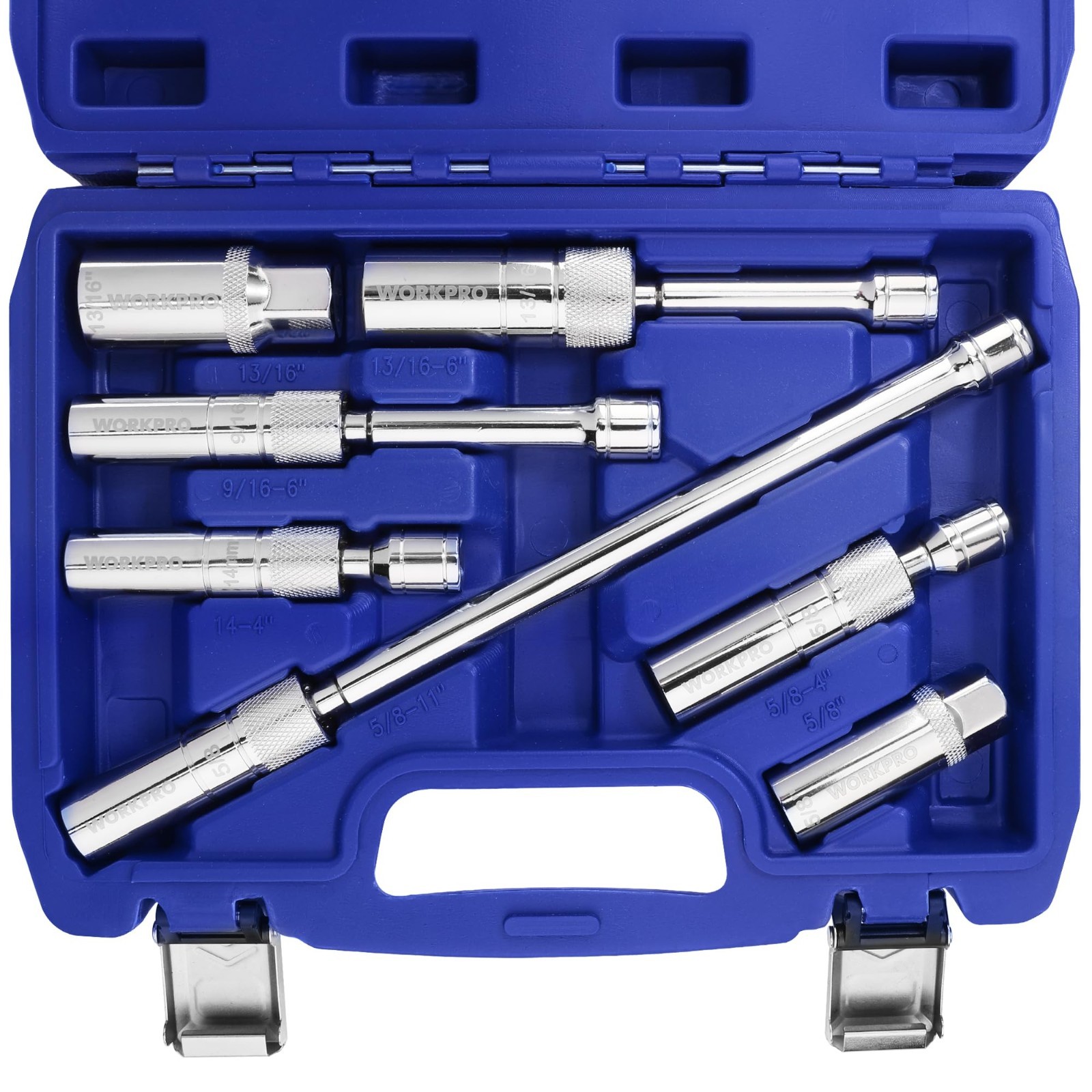 7 PCS Magnetic Swivel Spark Plug Socket Set - 9/16", 5/8", 13/16", 14MM, Extensi