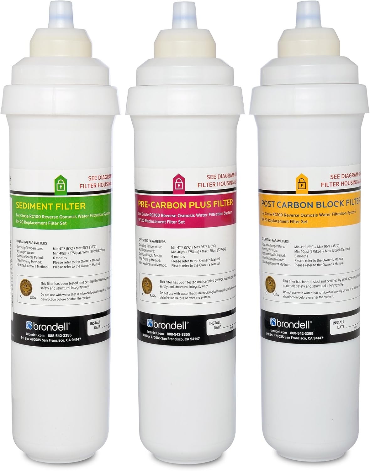 Brondell RF-20 Water Filter Replacement for Circle, Sediment and Carbon Block