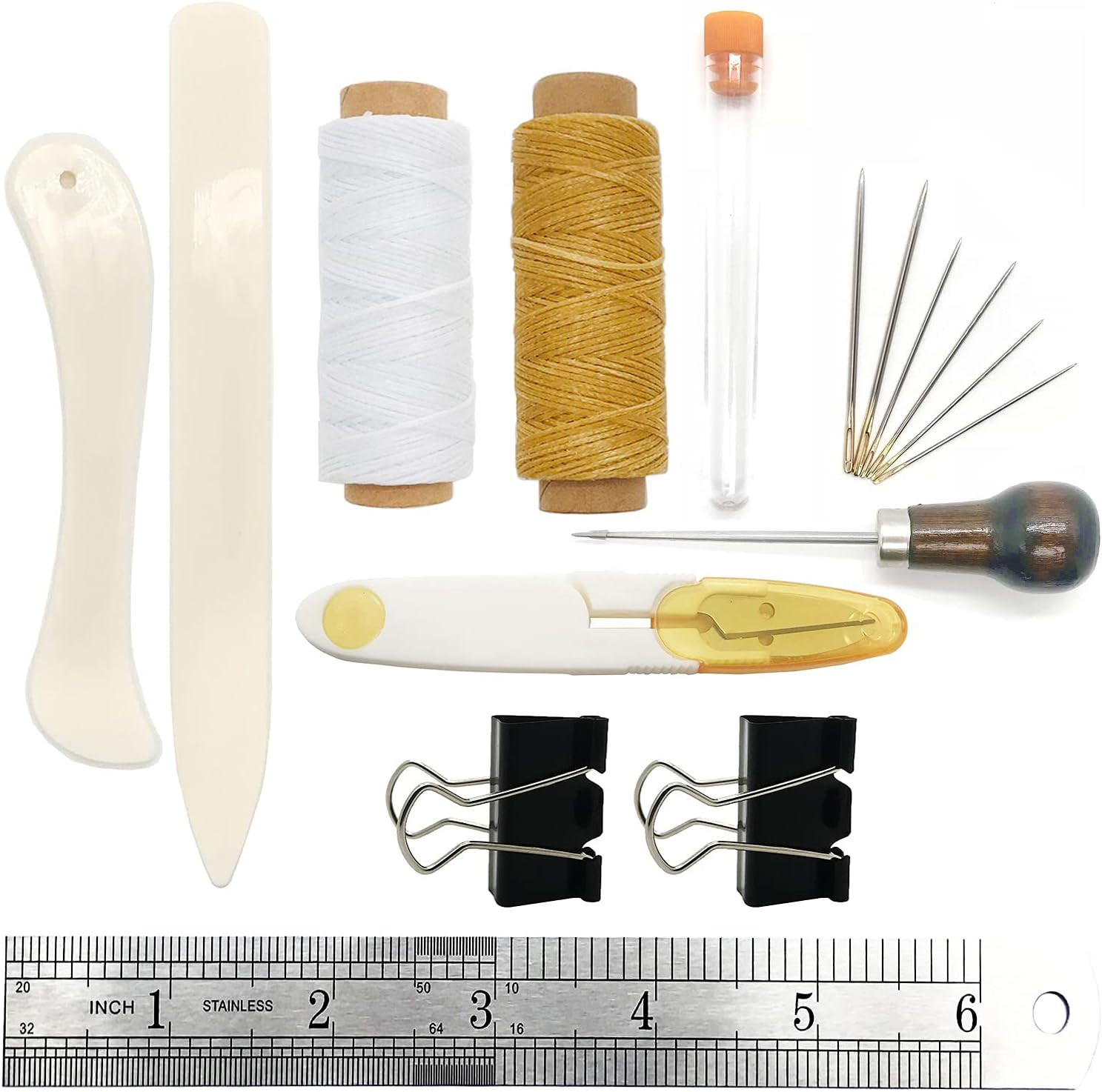 Bookbinding Tools, 16 Pieces Starter Tools Set Bone Folder Paper Creaser, Large-