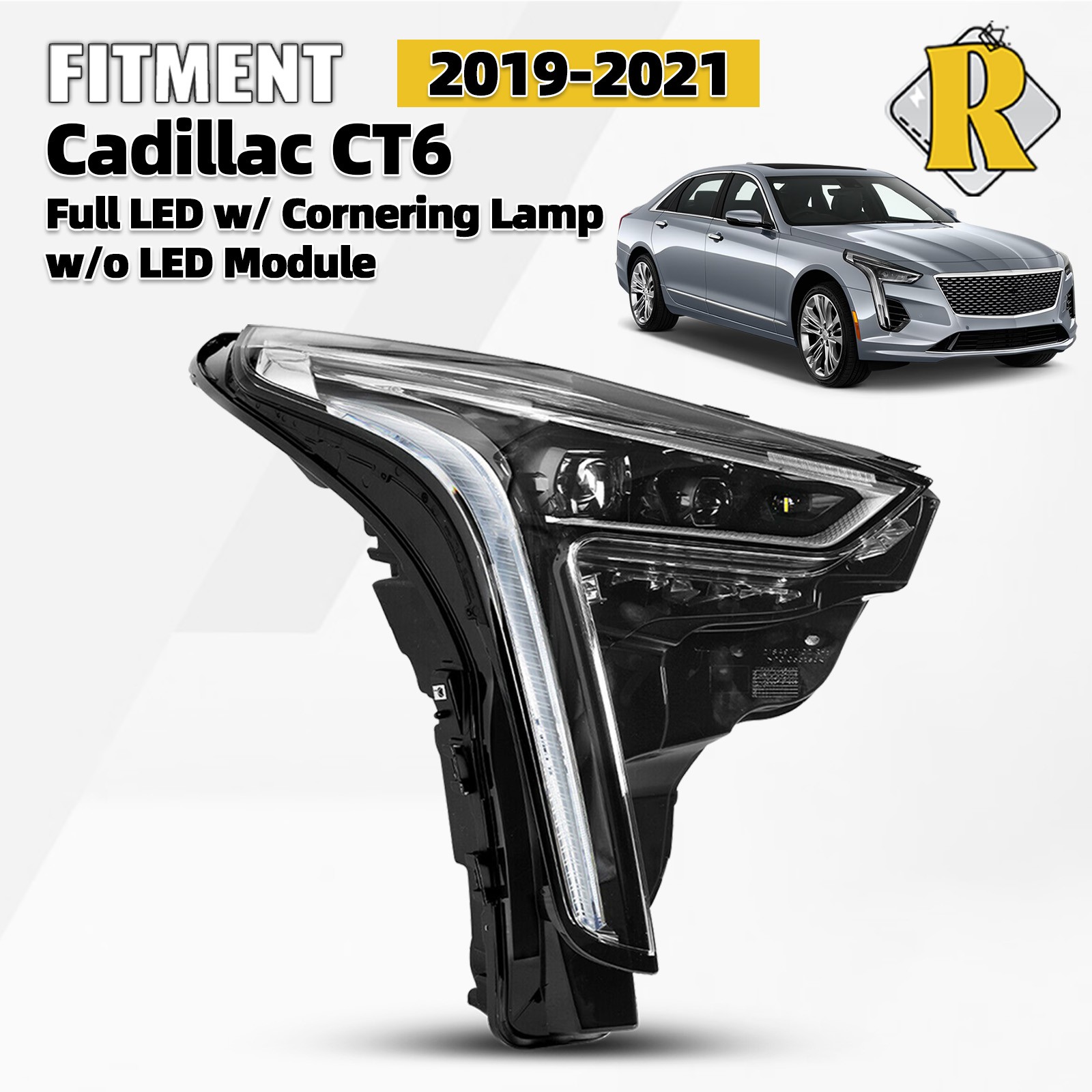 Full LED Headlight For 2019-2022 Cadillac CT6 w/Cornering Lamp Passenger Side