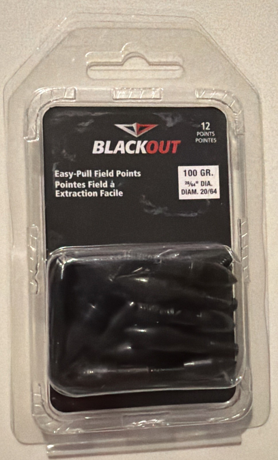 Blackout Easy Pull Screw-In Field Points 100 Grain 20/64" Diameter 12 Pack New