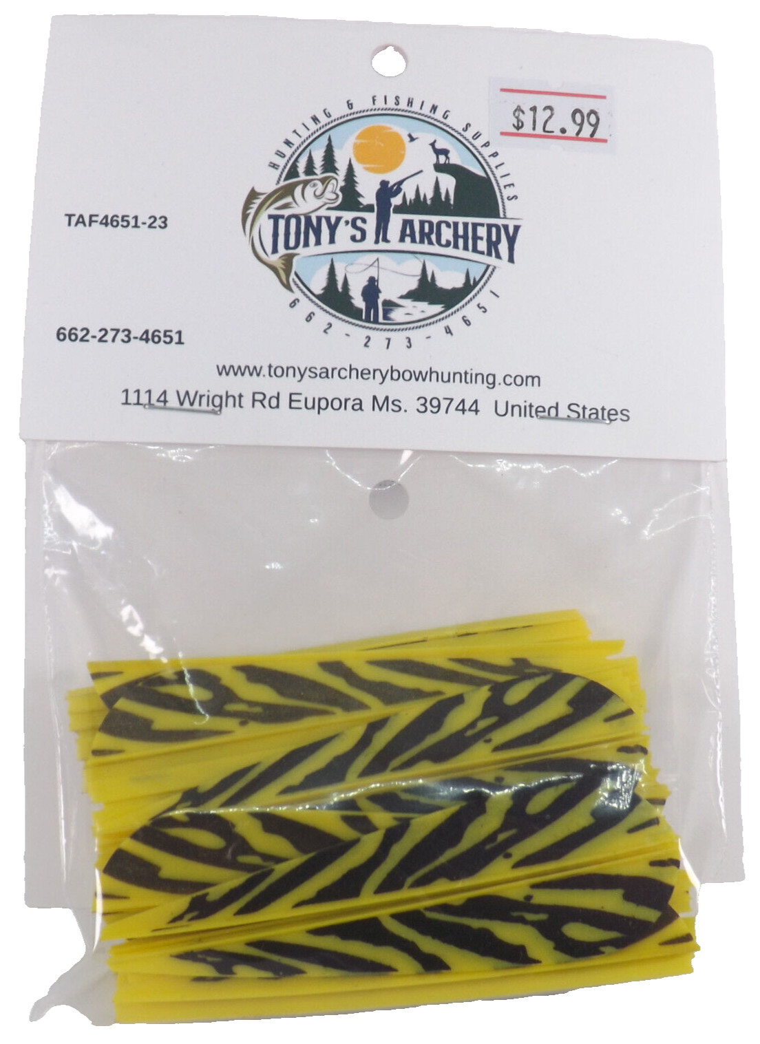 3"INCH 50PK YELLOW TIGER STRIPED VANES TSR92167