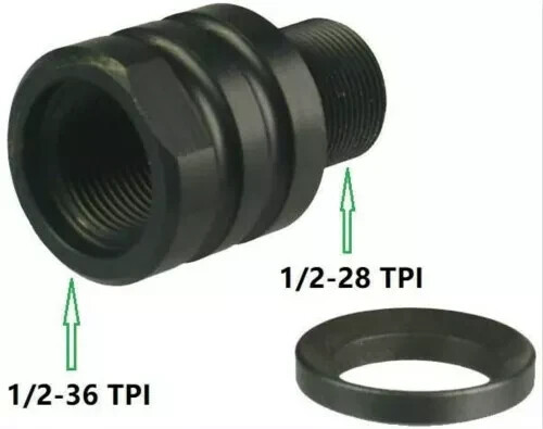 DB TAC Aluminum Muzzle Brake 1/2x36 TPI Thread With Thread Converter For 9 Combo