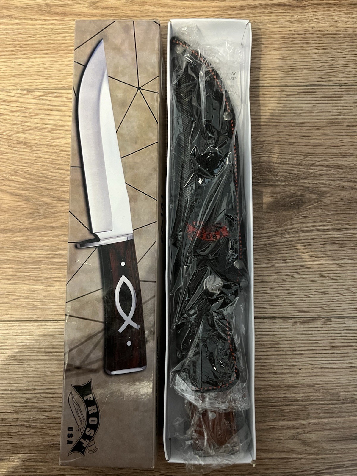 Frost Cutlery FC-101 Ichthus Bowie Knife 12" Fixed Blade Pakkawood Handle NEW