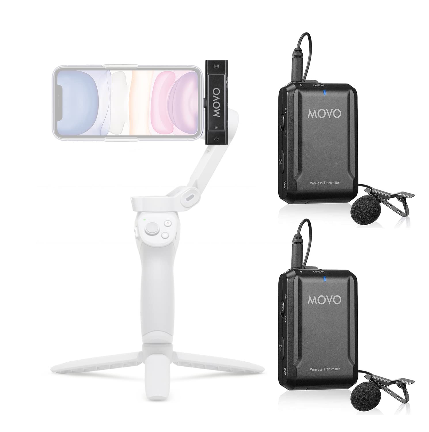 Movo Edge-DI-Duo Wireless Lavalier for iPhone - Perfect Compact Lav Mic