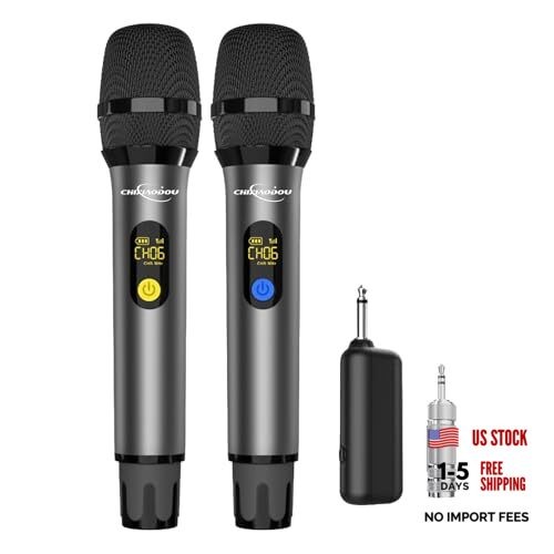 Wireless Microphone, Professional UHF Metal Dual Handheld Cordless Dynamic