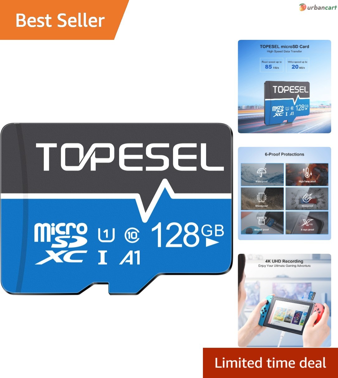 High-Speed 128GB Micro SDXC Card with Adapter