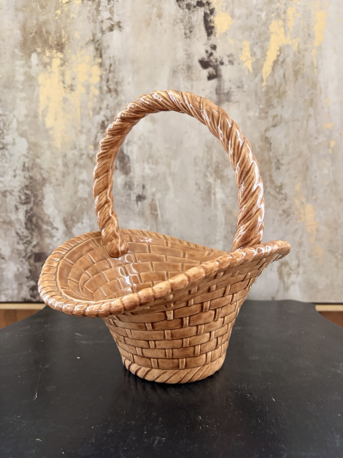 Large Brown Ceramic Basket