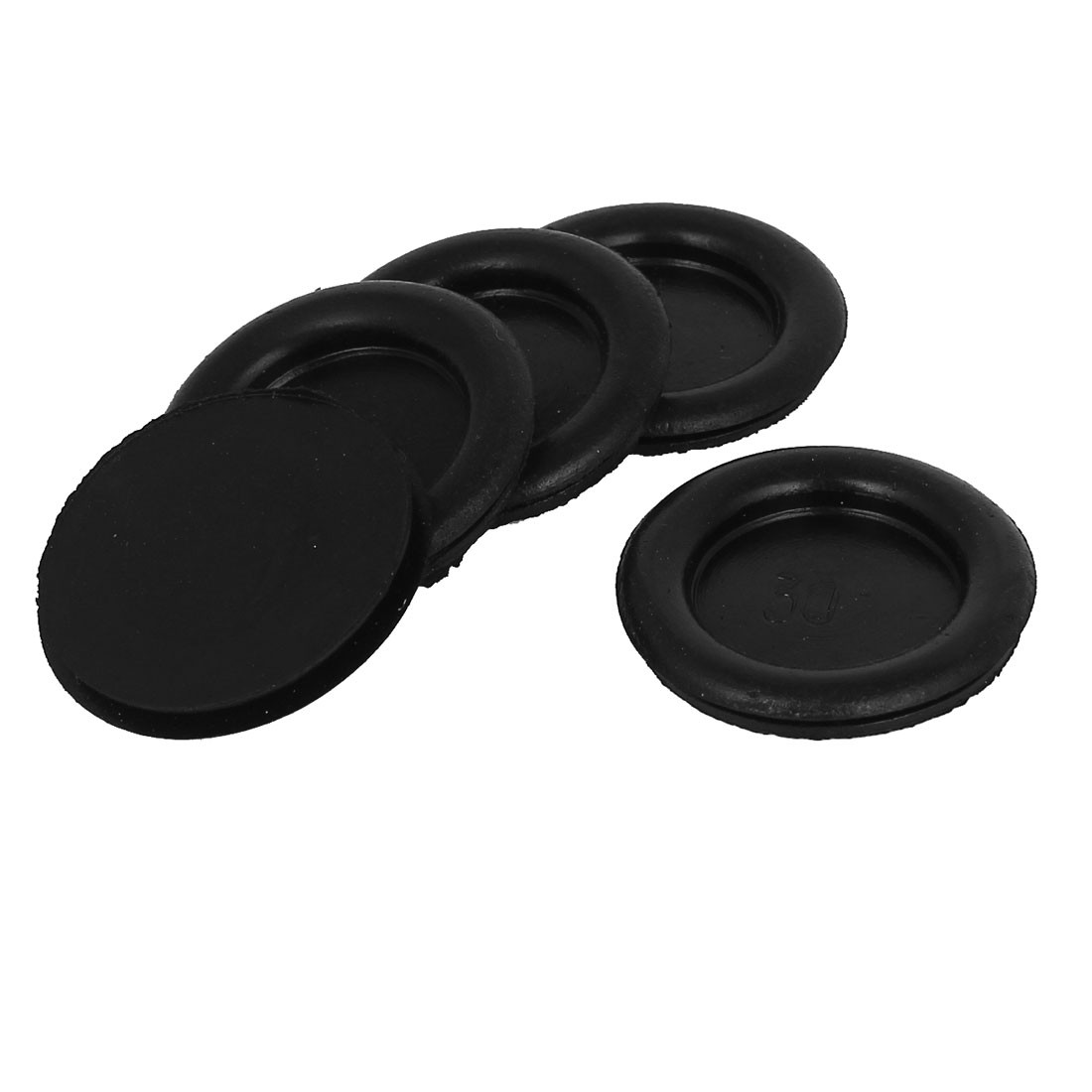 5pcs Black Rubber Closed Blind Blank Hole Wire Cable Gasket Grommet 30mm
