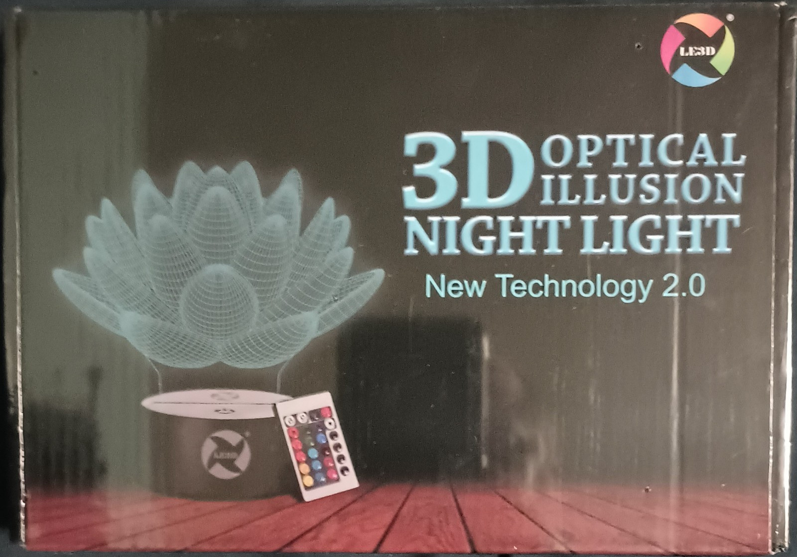 LEAD 3D Optical Illusion LED Night Light Color Changing Remote Multicolor