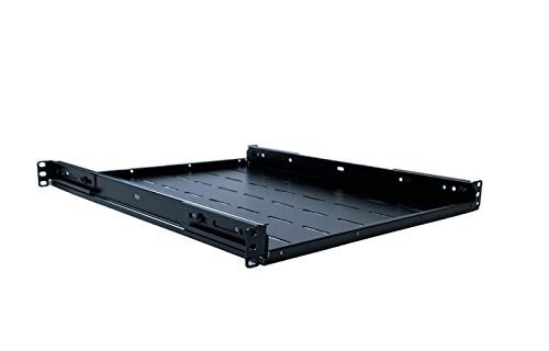 1U 19in Fixed Rack Server Shelf Adjustable 21.5-28in Depth for 4-Post Rack