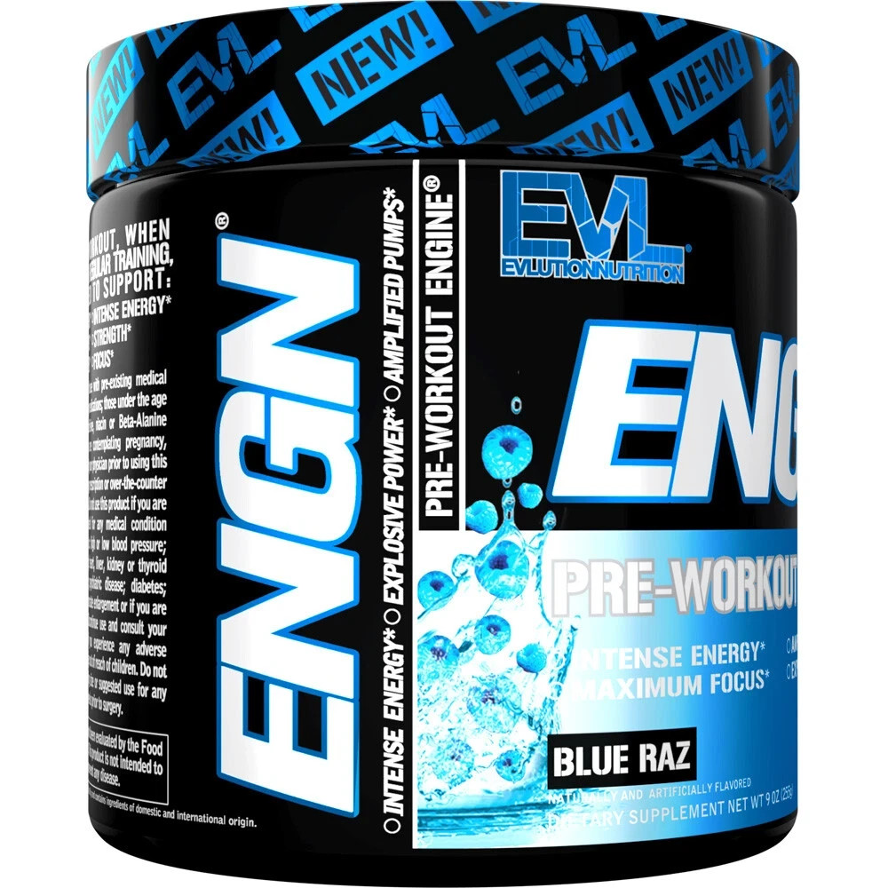12 PACK EVL ENGN Hardcore PreWorkout Energy Mix Creatine, Energy, Pumps Blue Raz