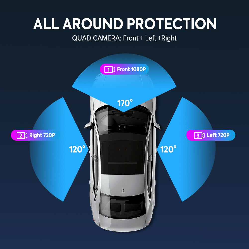 1080P Dash Cam Front and Inside Triple Dash Cam Video Recorder IR Night Vision
