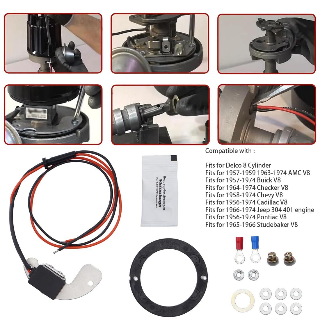 For Pertronix 1181 Ignitor Electronic Ignition Conversion Kit for Delco 8 Cylind