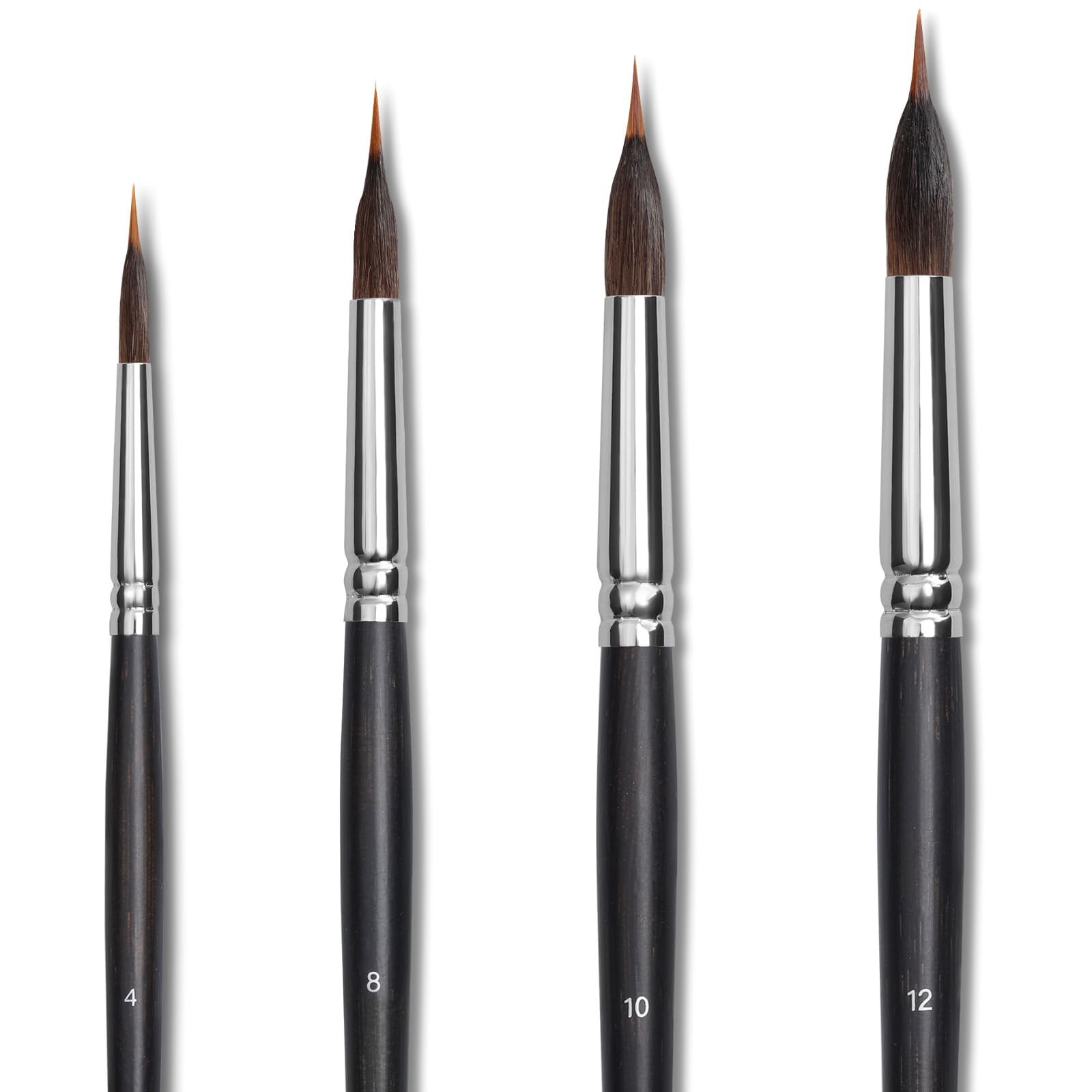 Watercolor Brushes Professional, 4Pcs Extended Needle Point Brushes Synthetic...