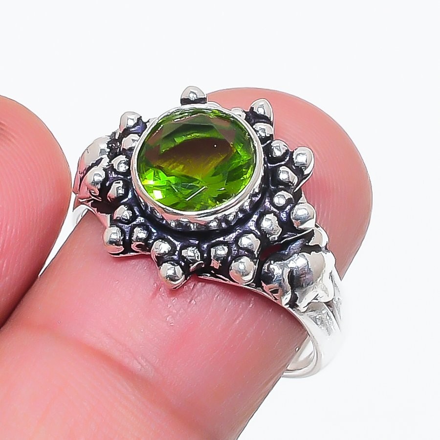 Green Peridot Gemstone Handmade 925 Sterling Silver All Size Ring For Gift