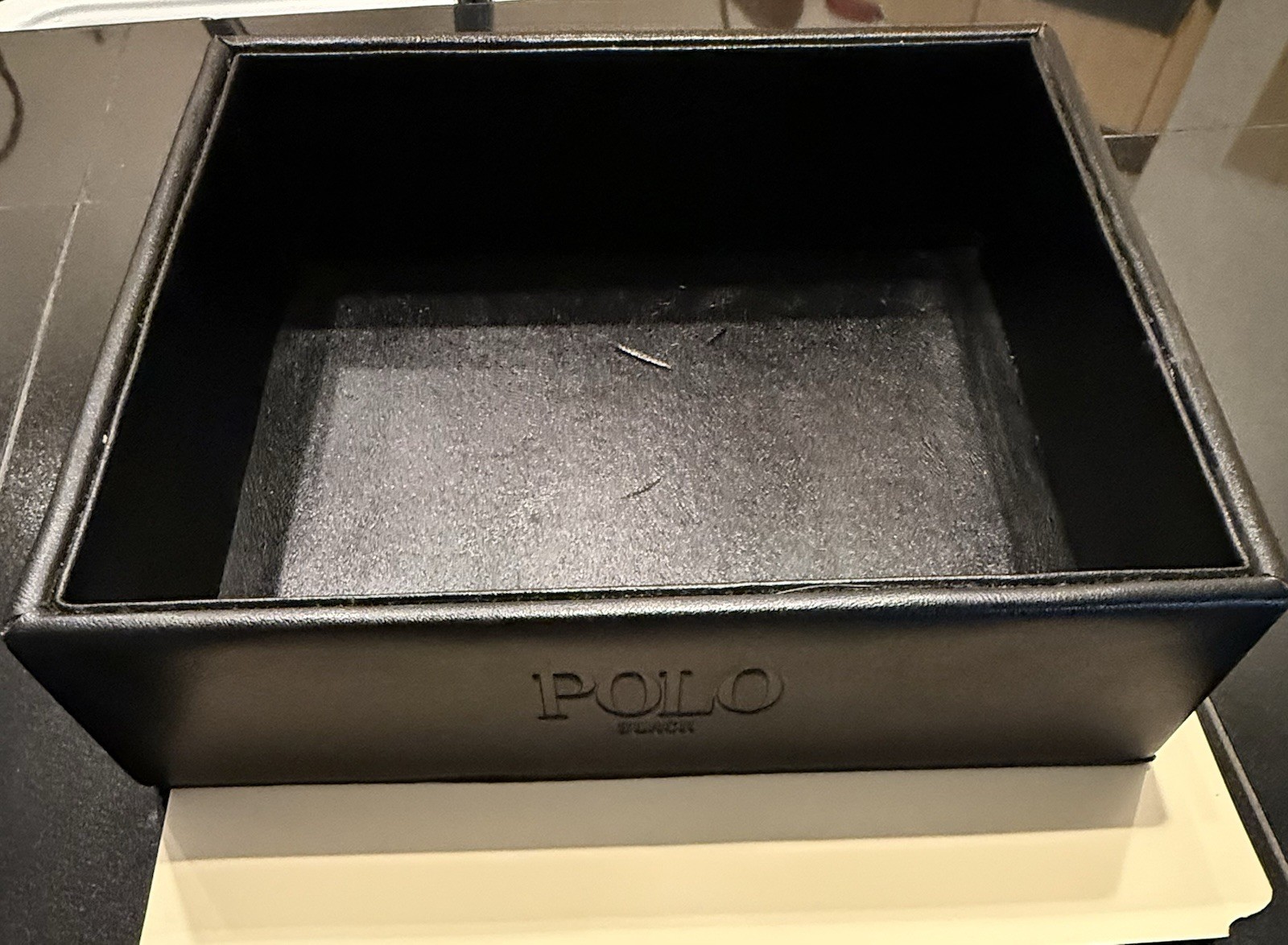 Polo Black Leather Tray with Handles