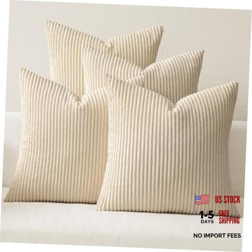 Boho Farmhouse Throw Pillow Covers 18x18 Inch Set 18x18 (Pack of 4) Beige