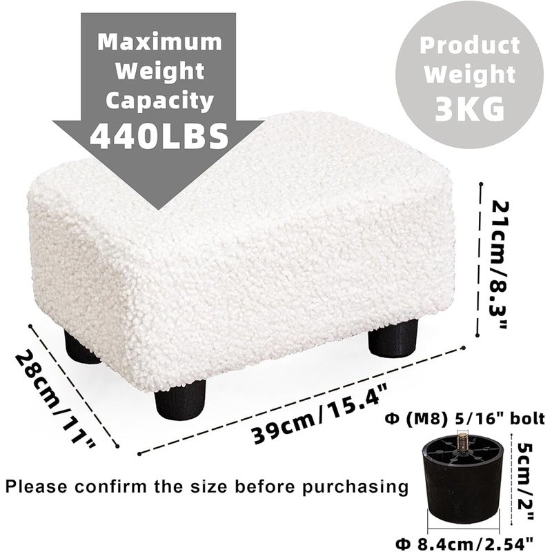Sherpa Ottoman Footstool Multifunctional Footrest Small Stool Easy Assembly New