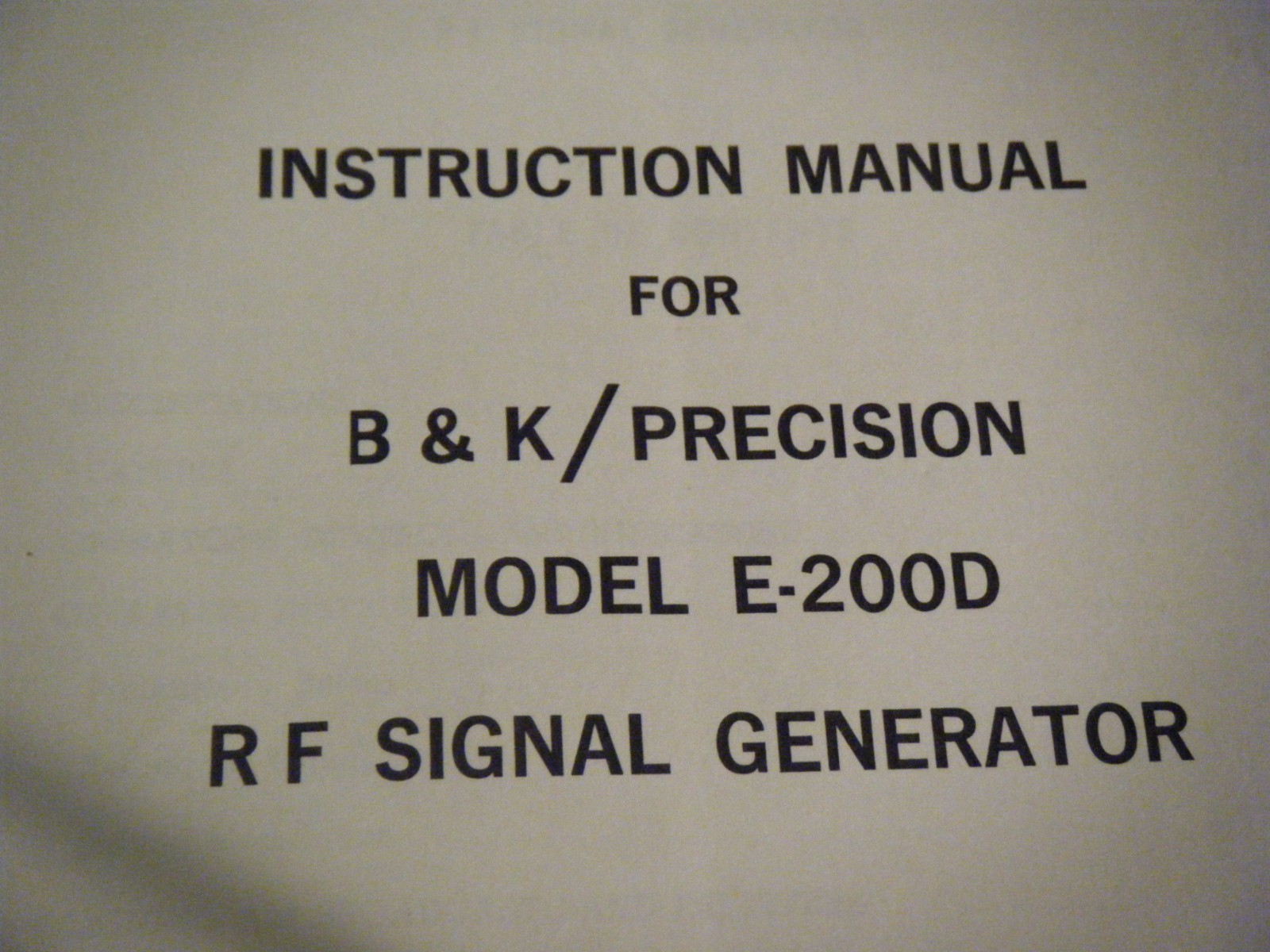 B&K Manual for E-200D RF Signal Generator