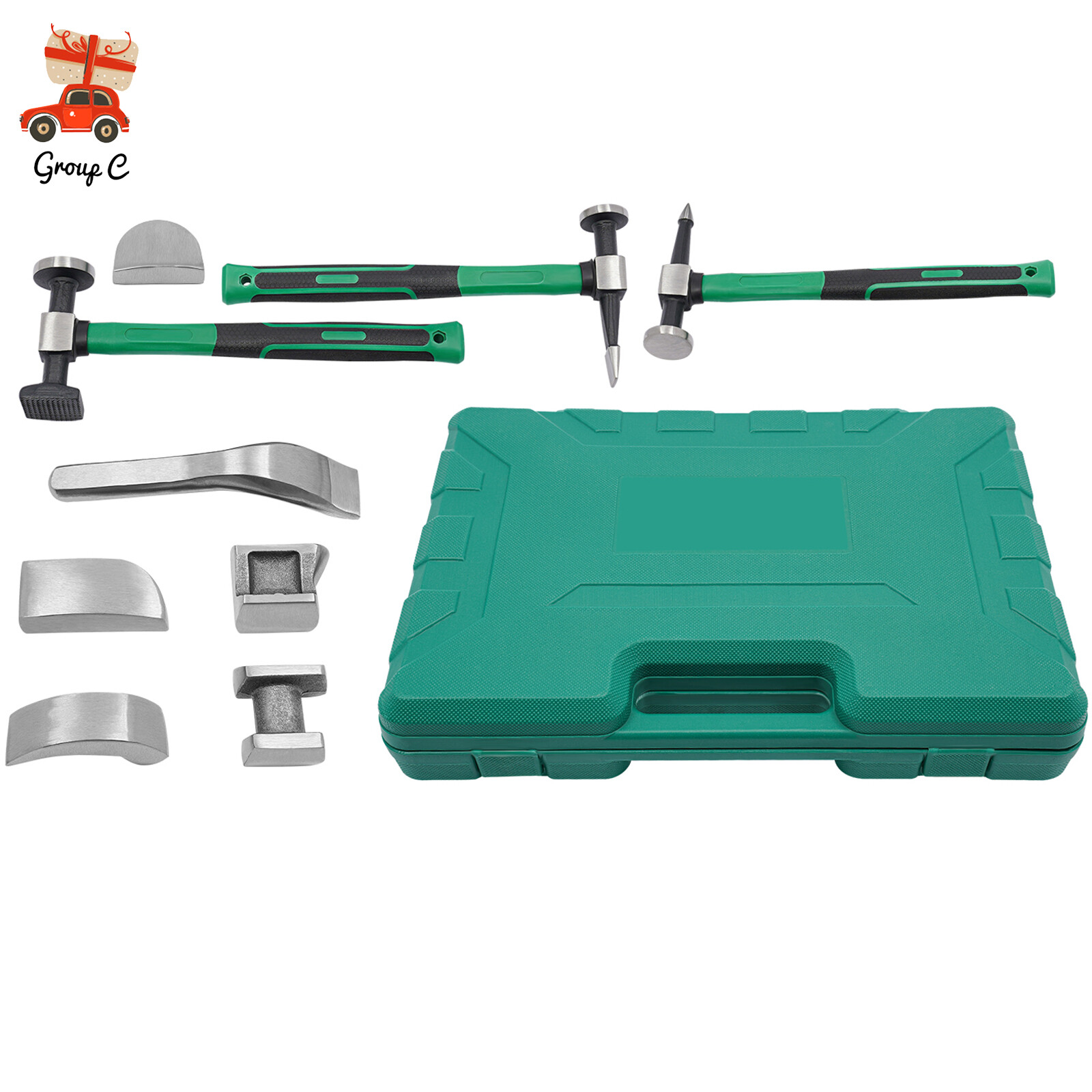 9pcs Set Hand Car Auto Body Work Hammer Fender Tool Dent Crowbar Repair Kit NEW